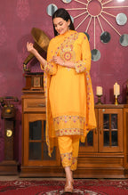 Teeya Creation Yellow Color Faux Georgette Silk Heavy Embroidery Work Fully Stitched Salwar Suit