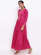 trueBrowns Pink Gold Lace Dress - Distacart