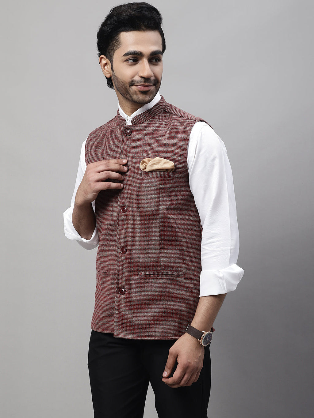 Even Apparels Men's Multi Nehru Jacket With Welt Pockets