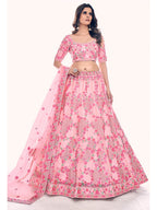 Myra Peach Soft Net Embroidered Designer Lehenga Choli