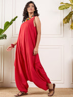 InWeave Red Round Sleeveless Jumpsuit
