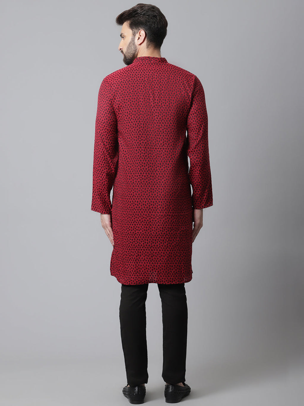 Even Apparels Maroon Solid Kurta With Band Collar - Distacart