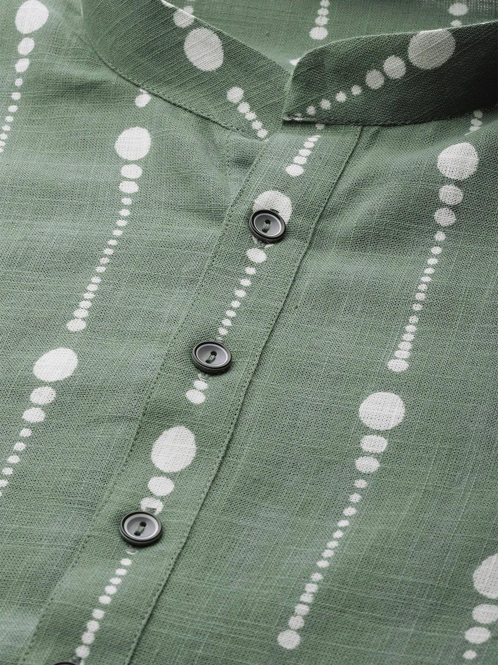 Fabmade Green And White Printed Straight Kurta
