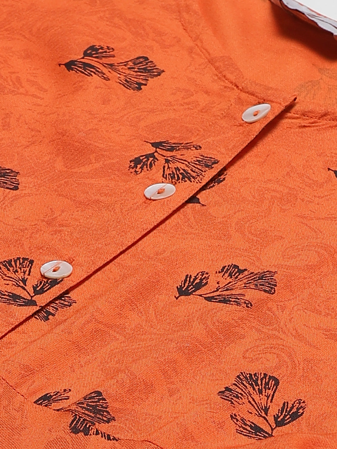 Jompers Women Orange & Black Floral Printed A-Line Kurta - Distacart