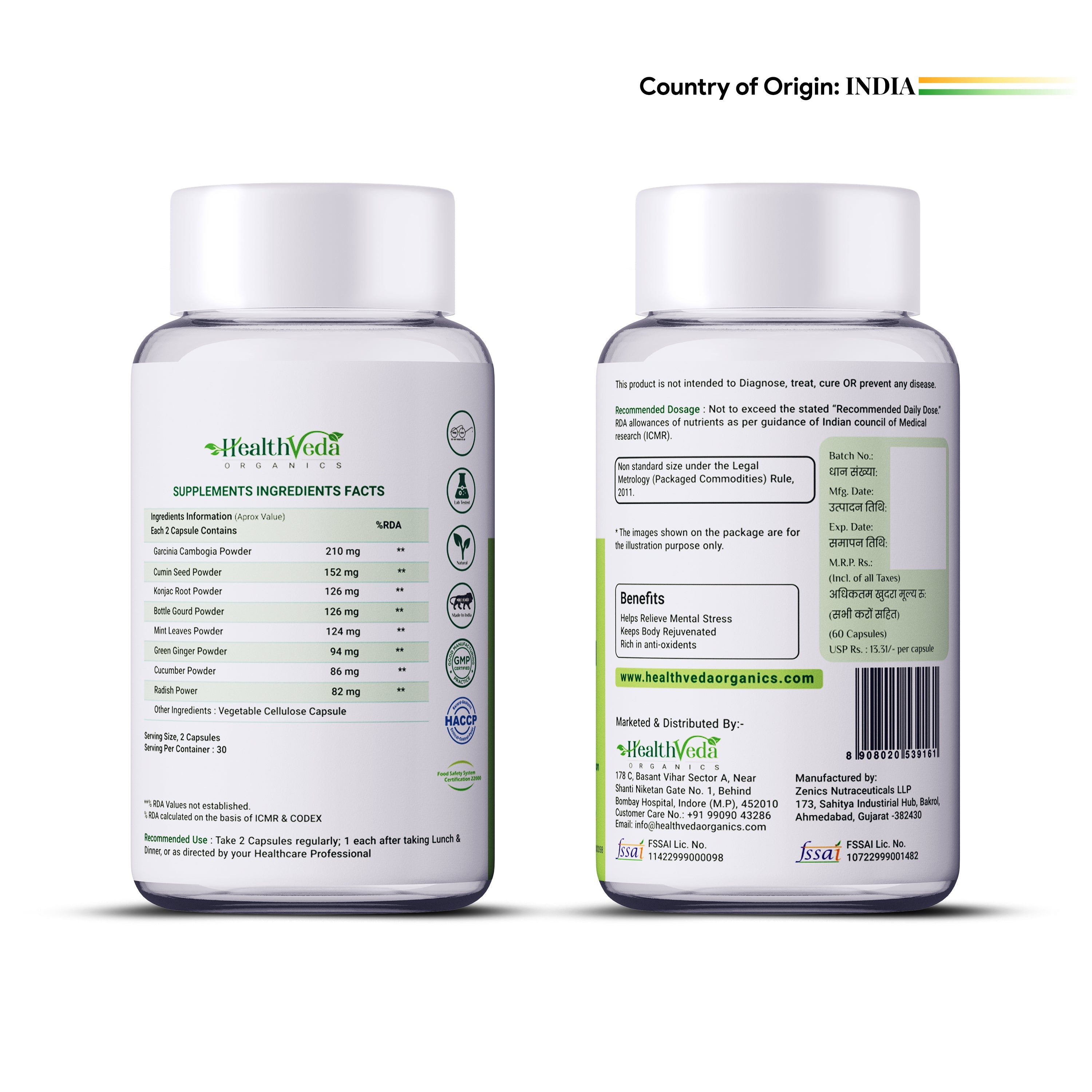 Health Veda Organics Plant Based Garcinia Capsules - Distacart