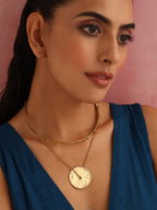 trueBrowns Brass Circular Layererd Necklace