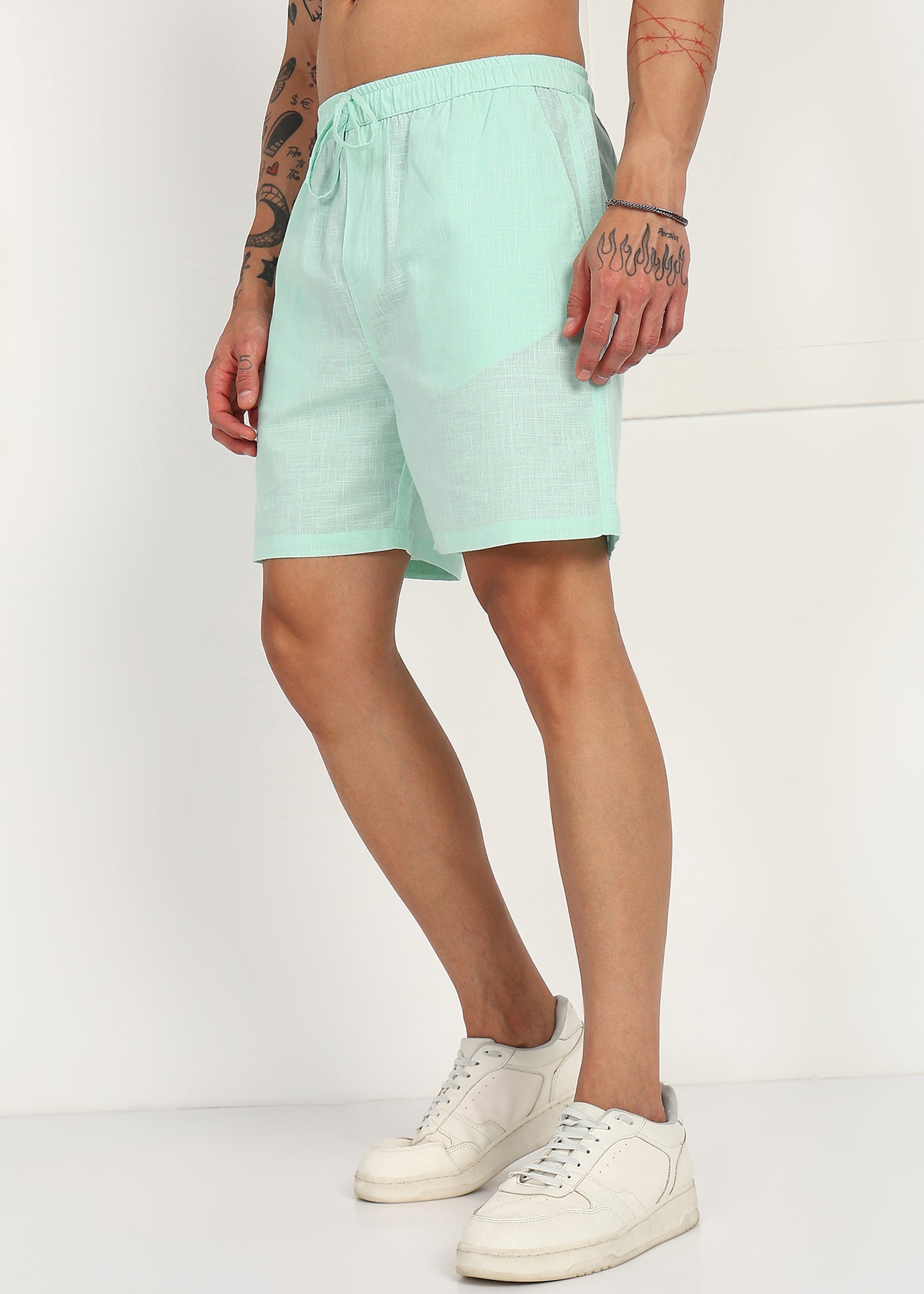 Fabmade Mint Drift Linen Shorts