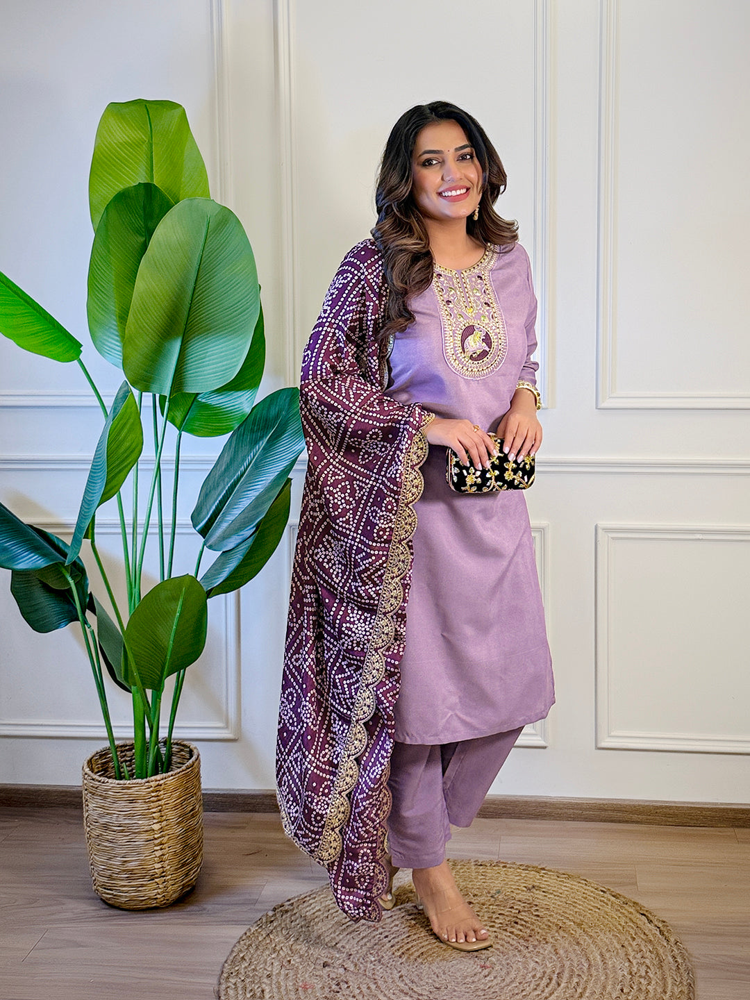 The52 Women's Gorgeous Viscose Embroidery Straight Kurta with Pant And Dupatta Set - Distacart