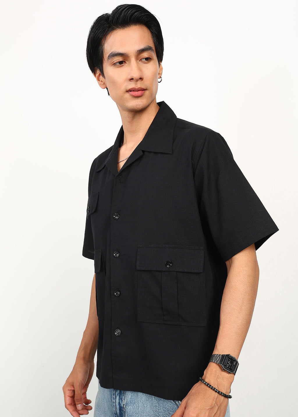 Fabmade 3 Pocket Black Shirt