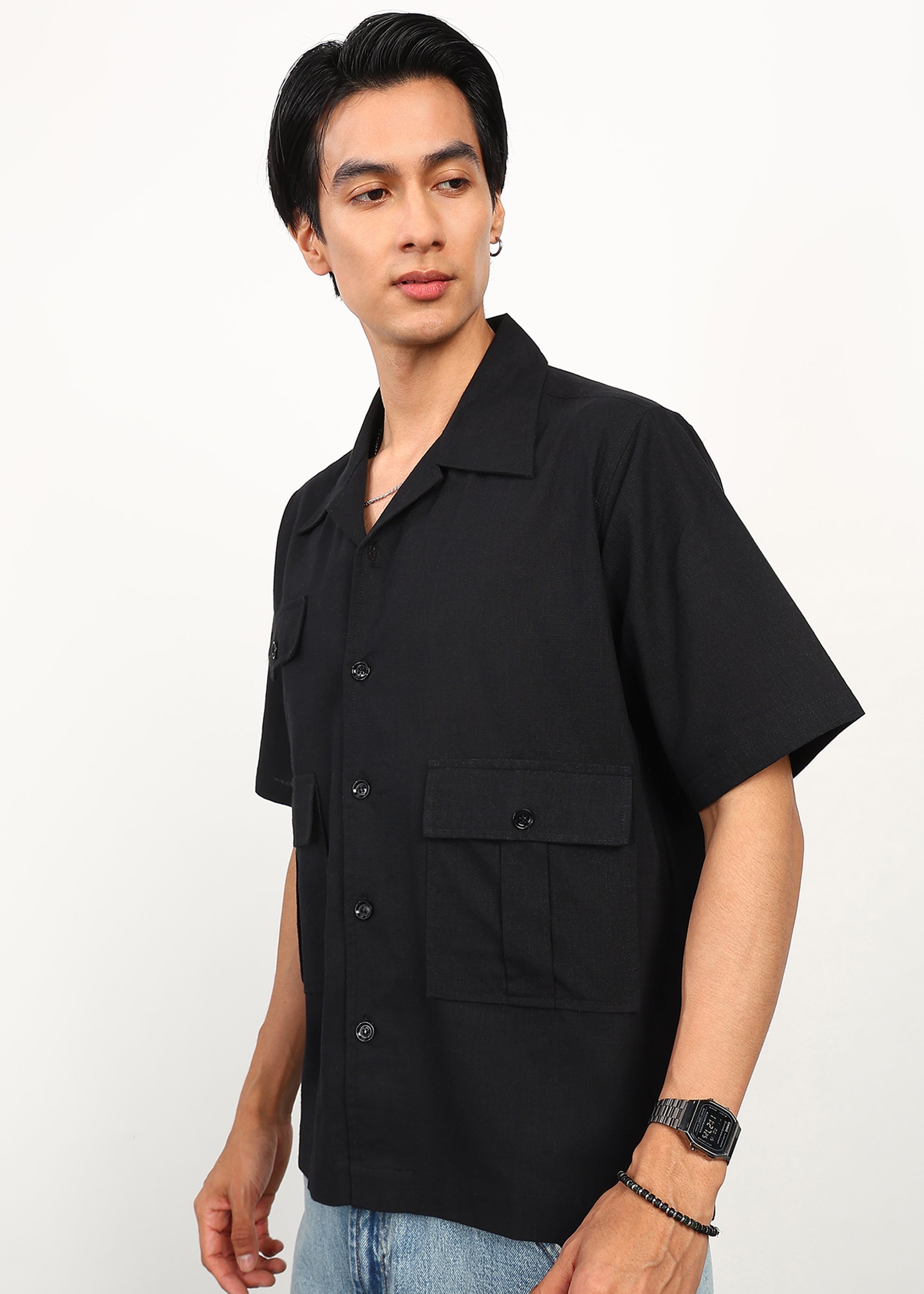 Fabmade 3 Pocket Black Shirt