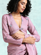 trueBrowns Light Mauve Printed Velvet Blouse