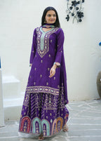 Teeya Creation Purple Color Chinon Silk Heavy Embroidery Work Fully Stitched Sharara Suit