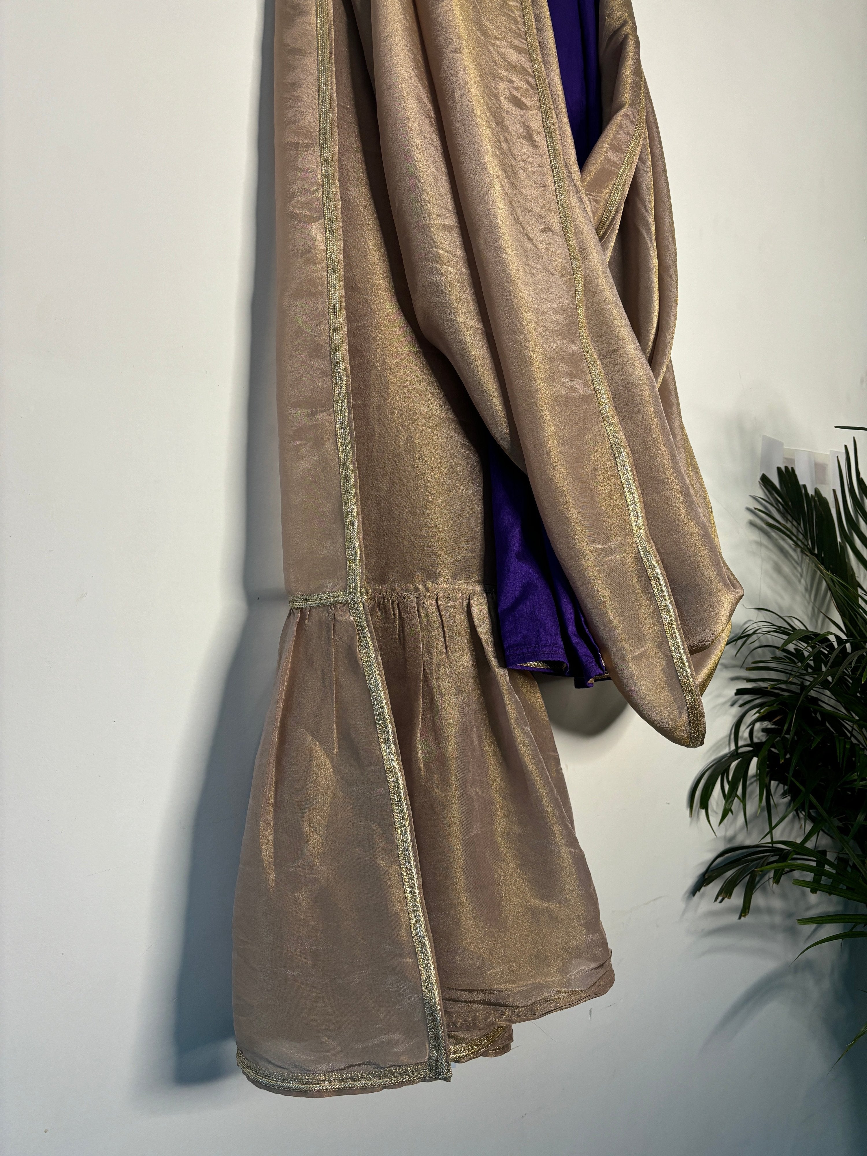 trueBrowns Lilac Tissue Pre-Stitched Saree