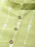 Fabmade Lime Green And White Printed Straight Kurta