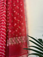 trueBrowns Pink Leheriya Saree