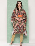 Ahalyaa Women Floral Printed Flared Sleeves Gotta Patti Crepe Kaftan Kurta - Distacart