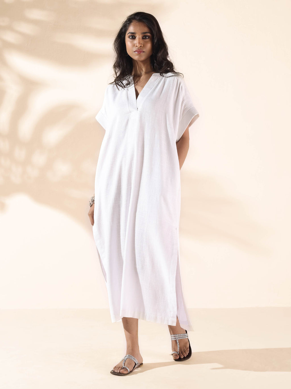 trueBrowns White Cotton Oversized Dress - Distacart