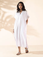 trueBrowns White Cotton Oversized Dress - Distacart