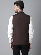Even Apparels Men's Brown Nehru Jacket With Welt Pockets