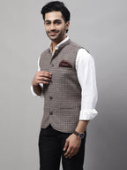 Even Apparels Men's Beige Pure Wool Nehru Jacket