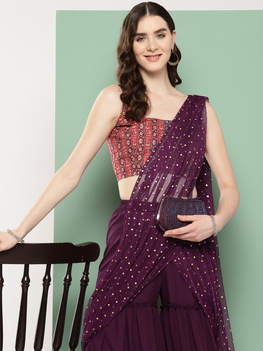 Ahalyaa Printed Ethnic Co-Ords with Draped Dupatta - Distacart