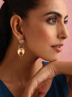 trueBrowns Brass Pink Stone Paisley Earrings - Distacart
