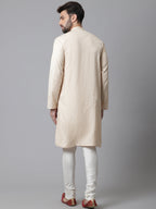 Even Apparels Cream Pure Cotton Kurta With Band Collar - Distacart