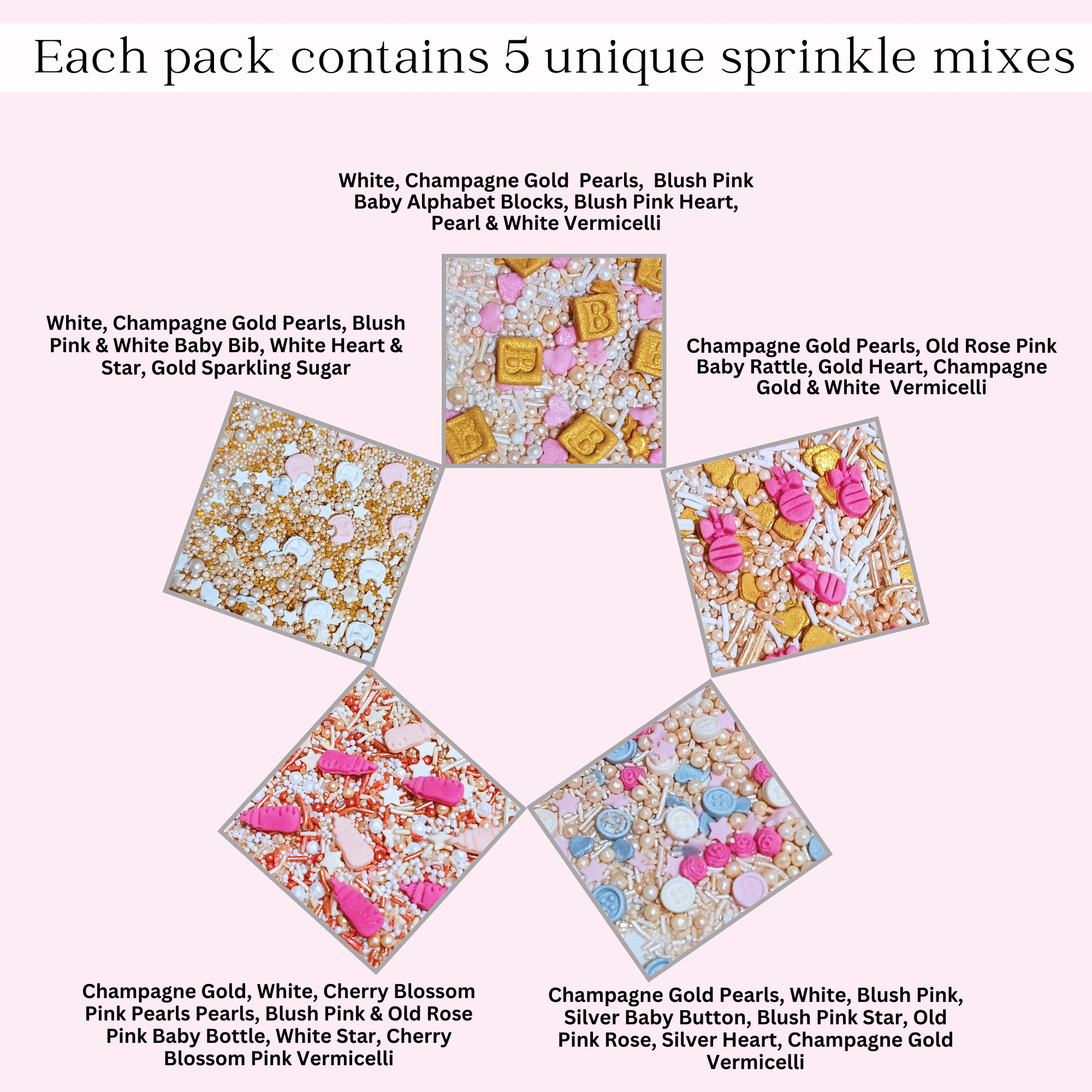 confect girls baby shower sprinkles mix heart teddy baby feed bottle baby feet sprinkles pack of 5 baby shower 17