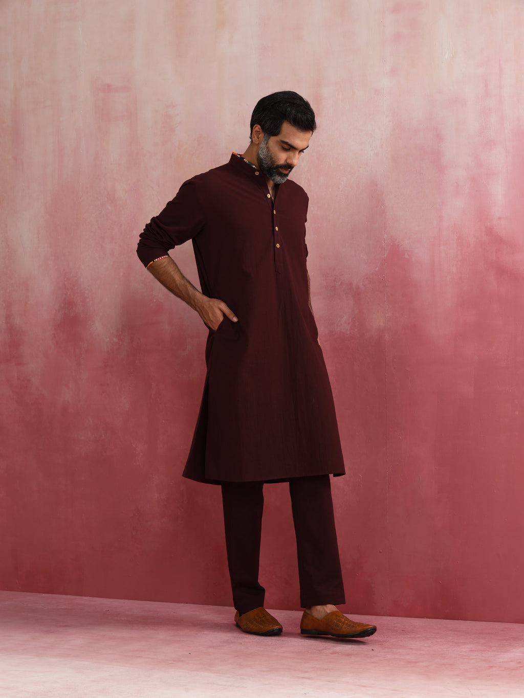 trueBrowns Men's Cola Mandarin Collar Kurta