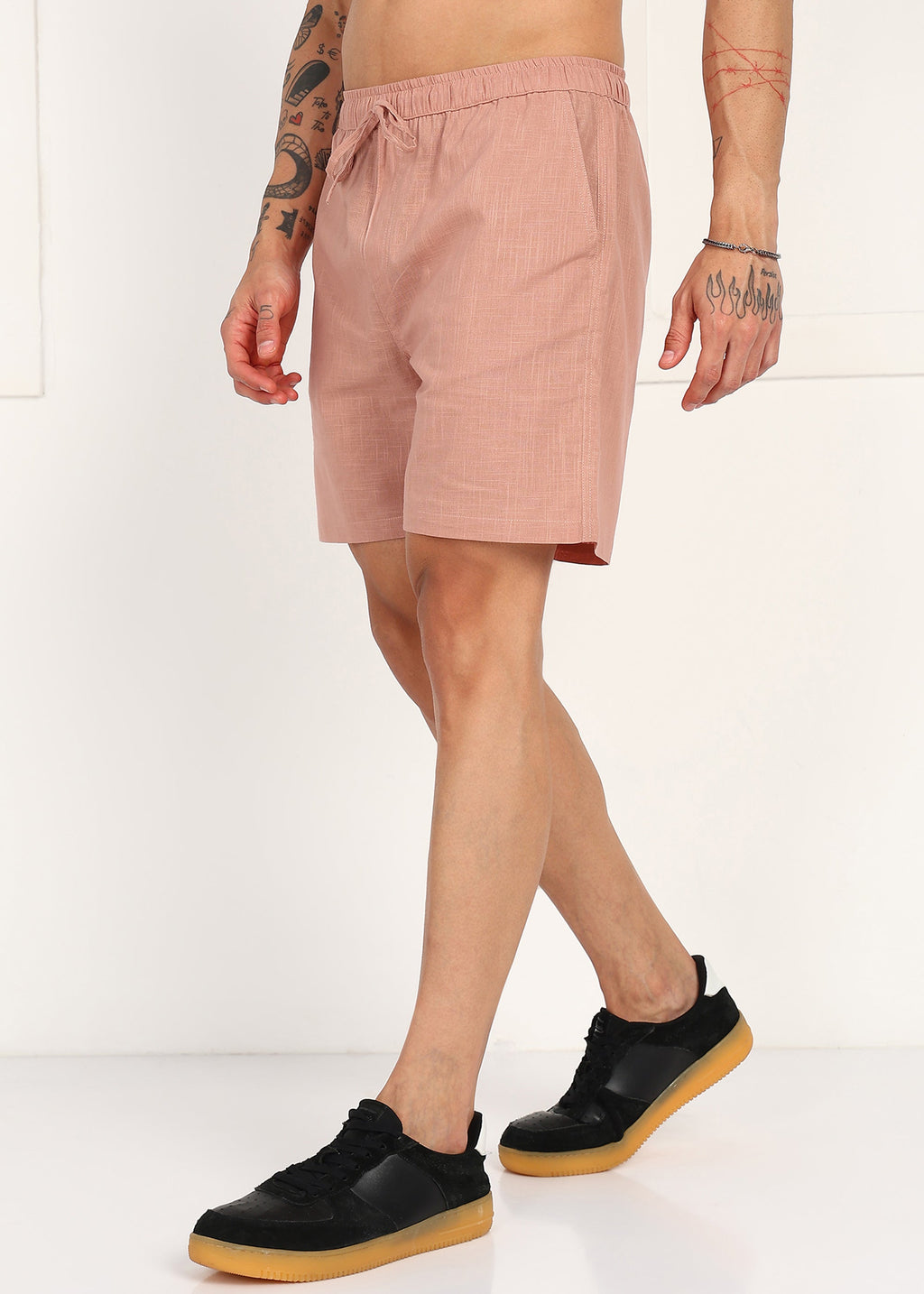 Fabmade Men’S Peach Linen Shorts