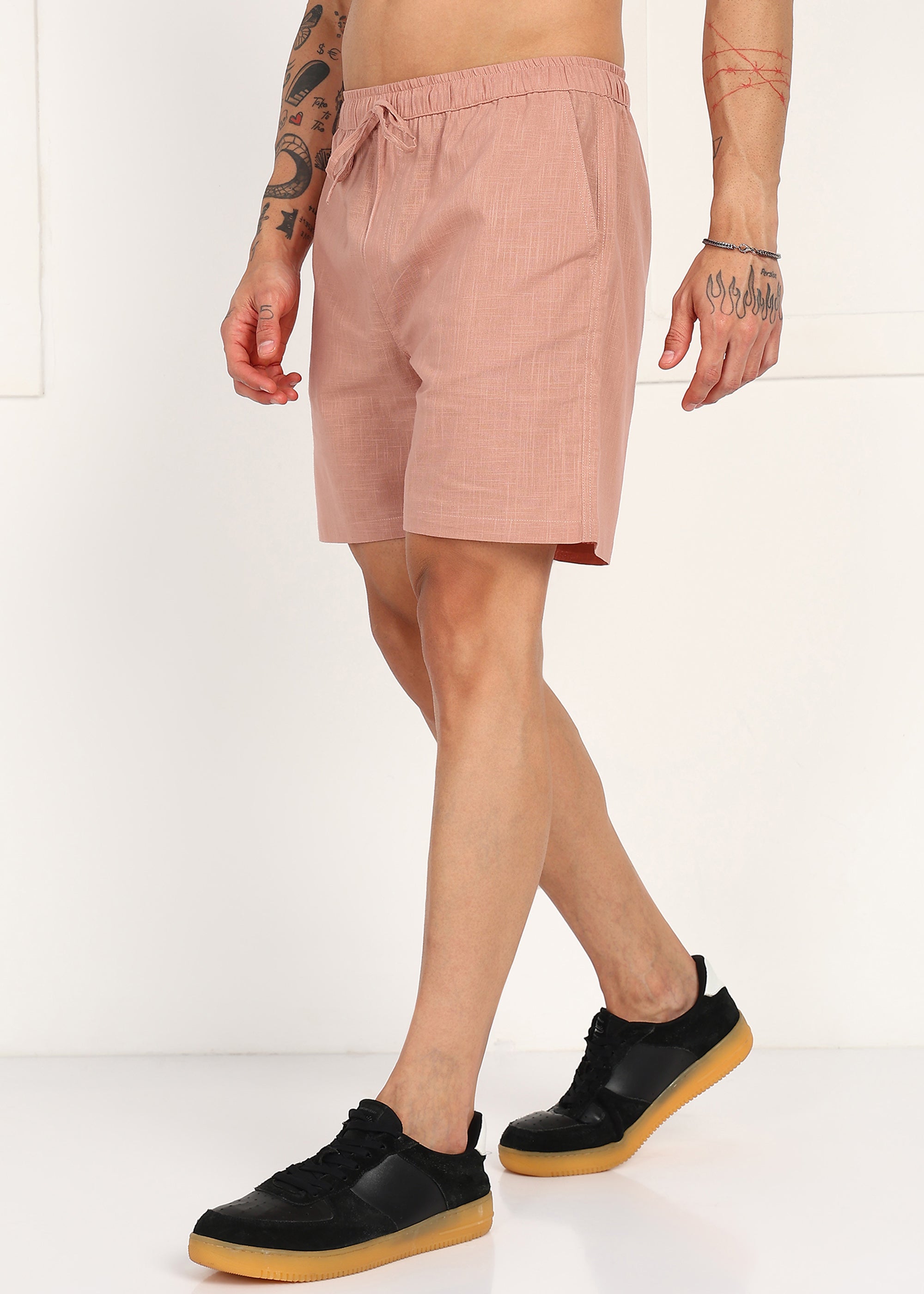 Fabmade Men’S Peach Linen Shorts