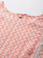 Ahalyaa Abstract Printed Pure Cotton Kurta with Lace Detail
