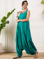 InWeave Teal Round Sleeveless Jumpsuit