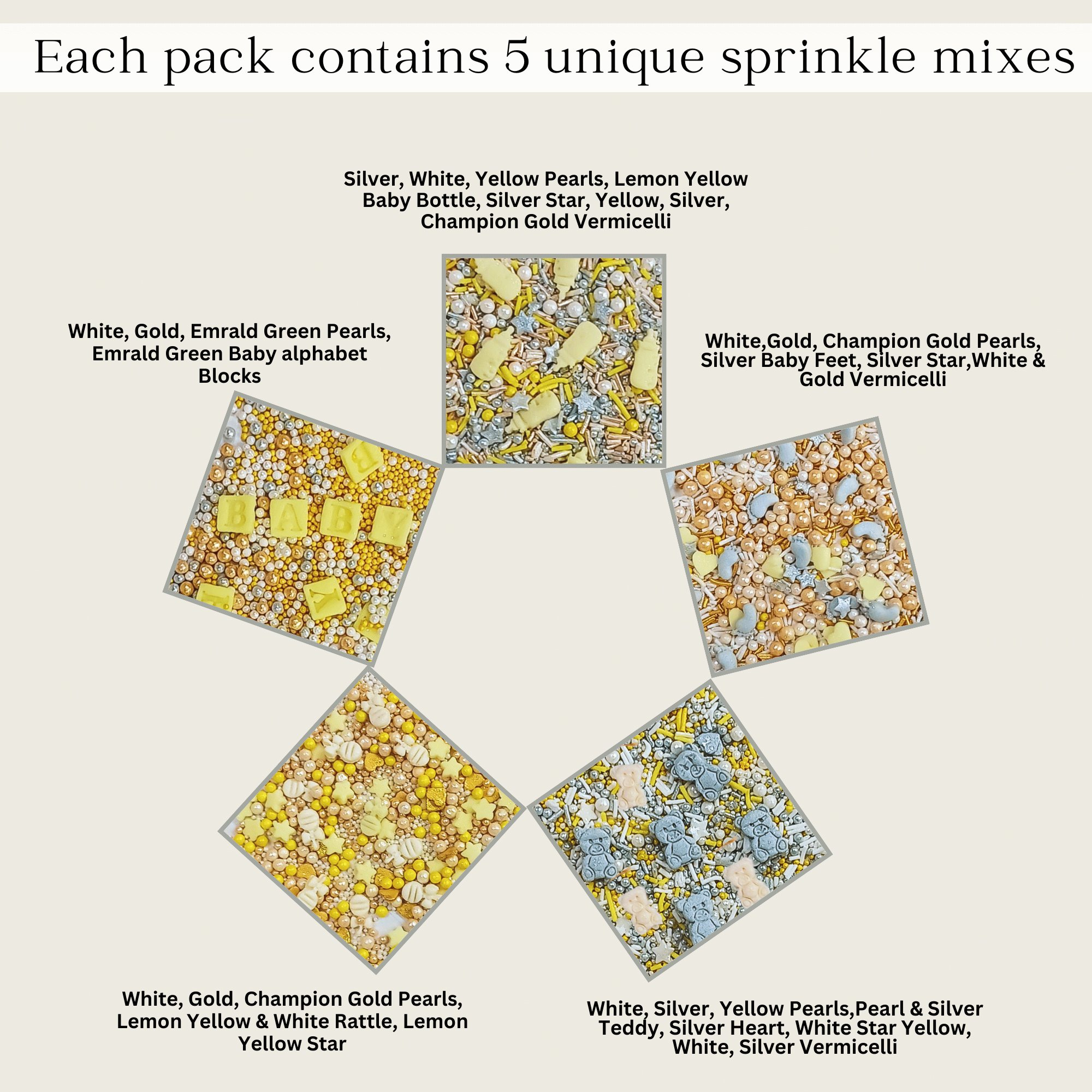 confect baby shower sprinkles gender reveal sprinkles mix silver baby feet feeding bottle sprinkles pack of 5 baby shower 10