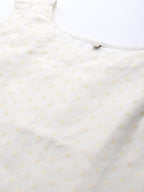 Ahalyaa Women Off White & Gold-Toned Geometric Printed Kurta