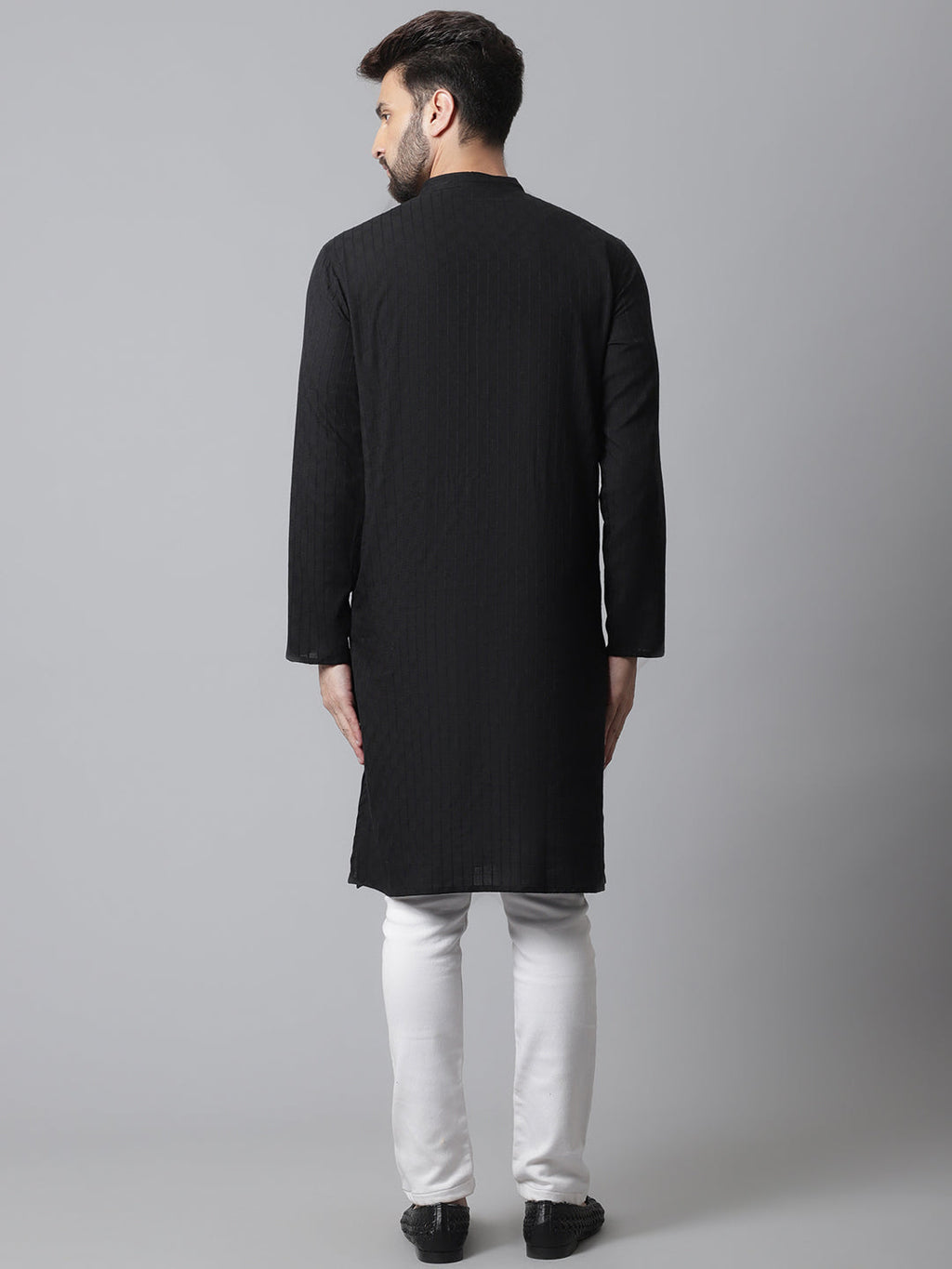 Even Apparels Black Long Kurta With Band Collar - Distacart