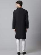 Even Apparels Black Long Kurta With Band Collar - Distacart