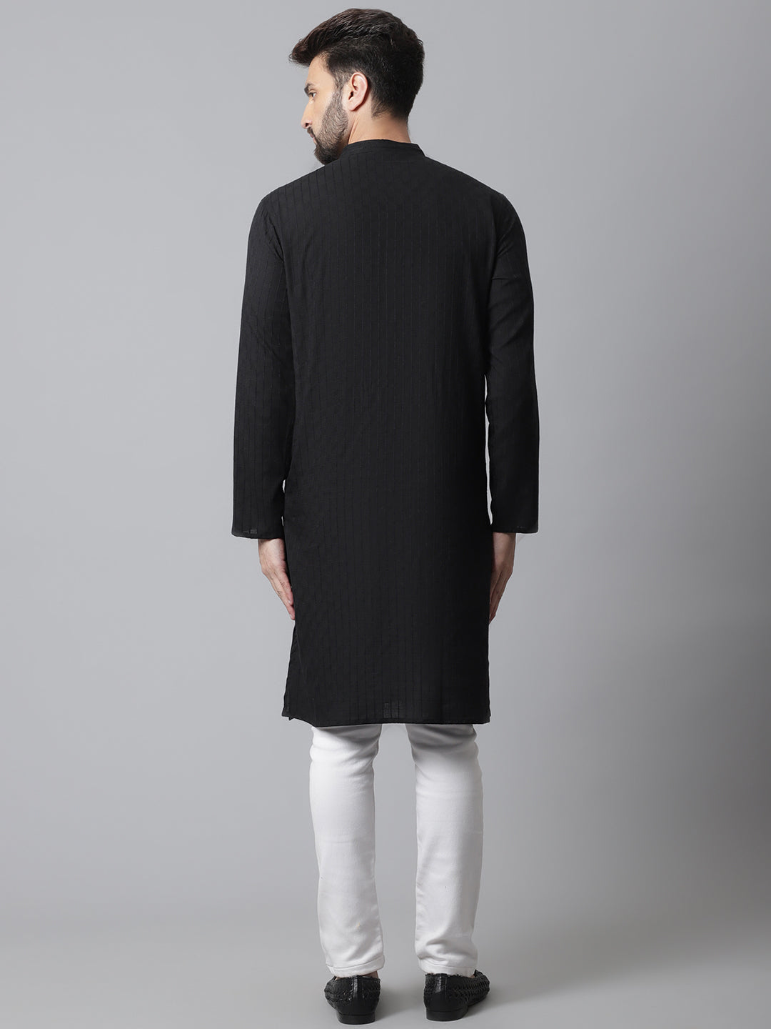 Even Apparels Black Long Kurta With Band Collar - Distacart