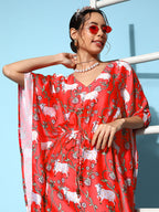 InWeave Women's Bright Pink Indian Bull Print Kaftan - Distacart