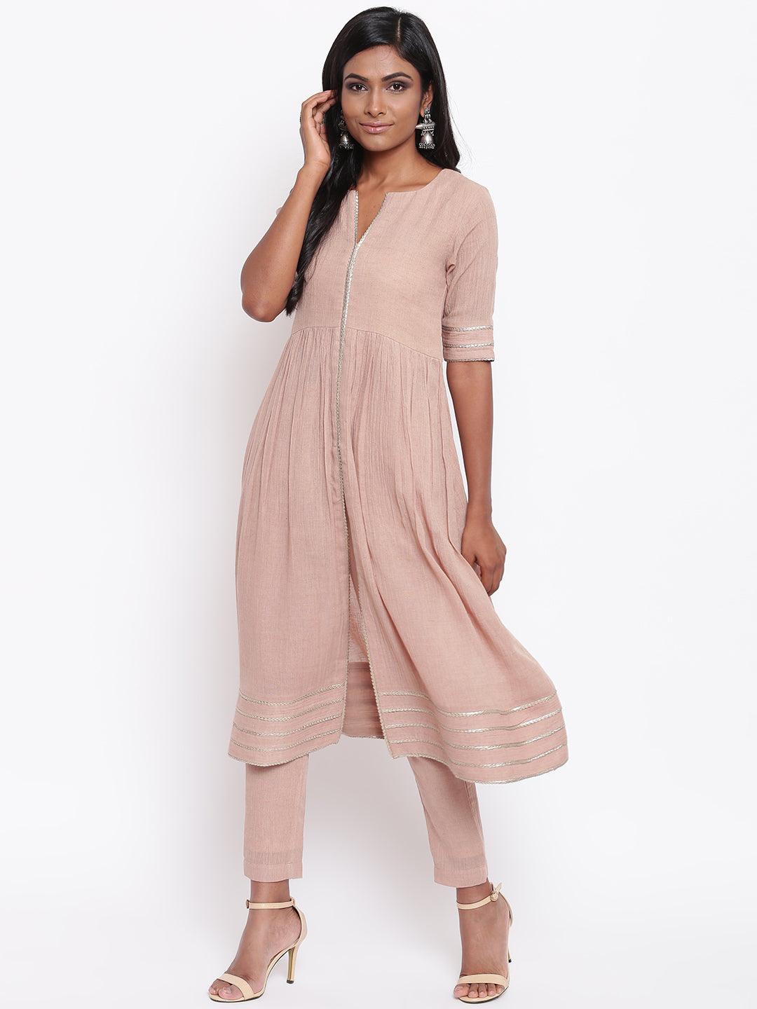 trueBrowns Pure Cotton Gota Slit Kurta Set | Relove - Distacart