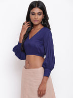 trueBrowns Blue Gathered Sleeve Top