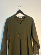 trueBrowns Olive Green Slub Kurta - Distacart