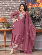 Yash Enterprise Floral Embroidered Chinon Silk Pink Readymade Salwar Suit - Distacart