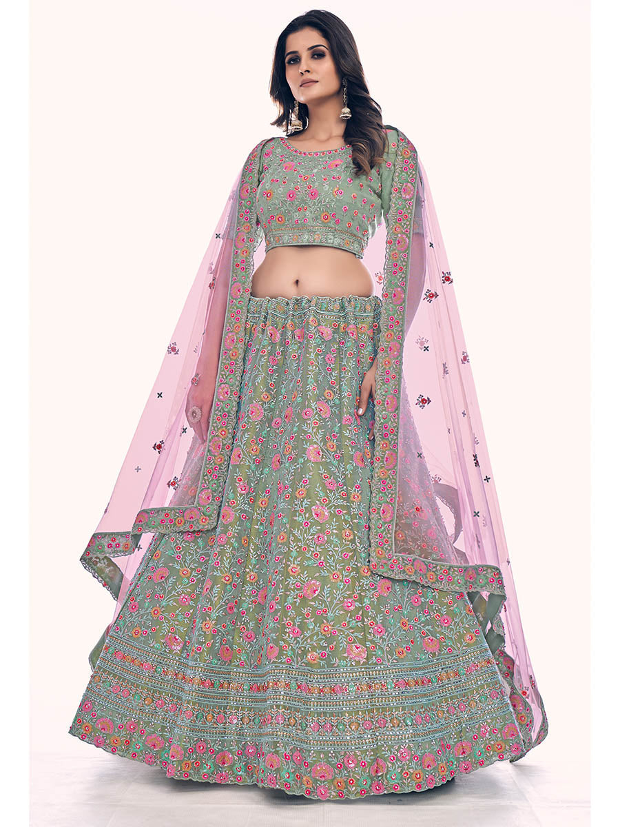 Myra Green Gota Silk Embroidered Designer Lehenga Choli
