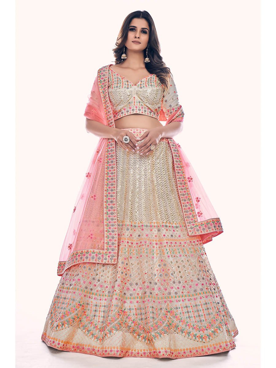 Myra White Soft Net Embroidered Designer Lehenga Choli