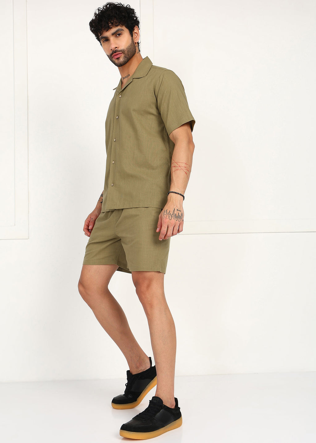 Fabmade Khaki Ease Linen Co-Ord Set
