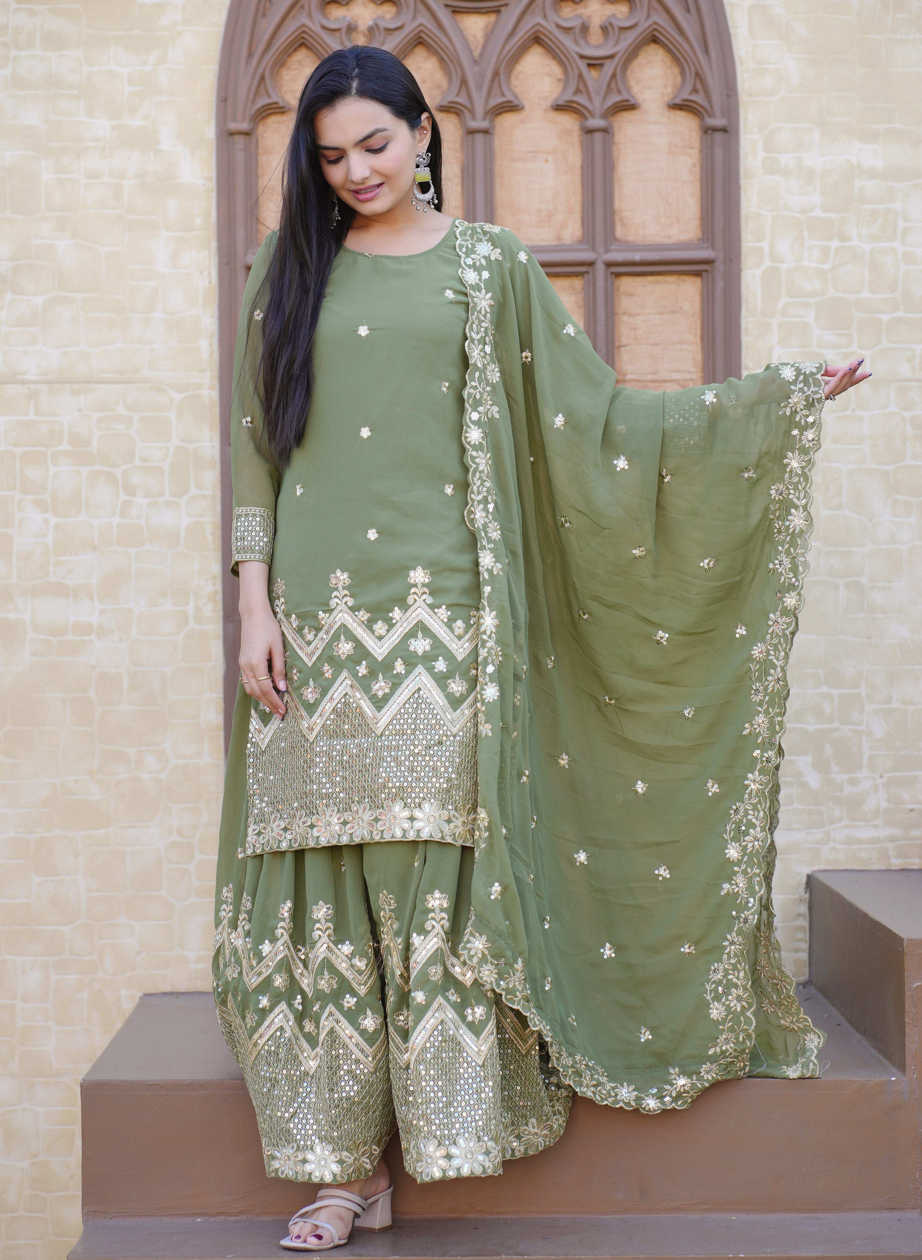 Yash Enterprise Latest Georgette Embroidery Pista Readymade Salwar Suit - Distacart