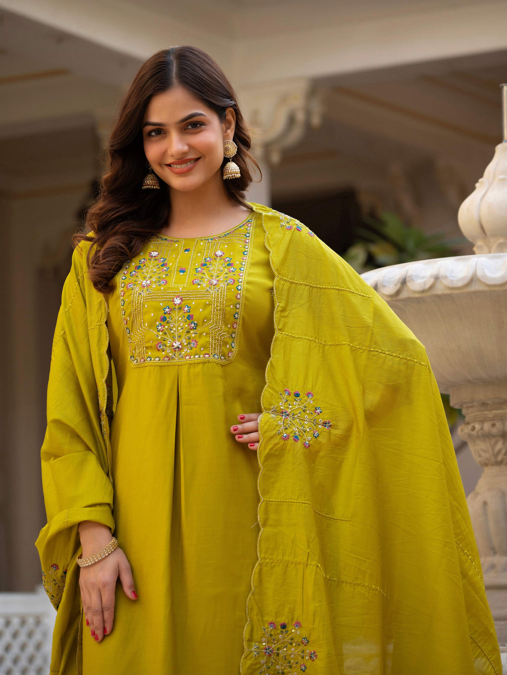 Pramukh Fab Mustard Color Viscose Mango Silk Kurta Set - Distacart