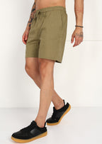 Fabmade Olive Ease Linen Shorts