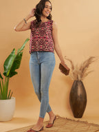 InWeave Wine Ikkat Print W/U Top